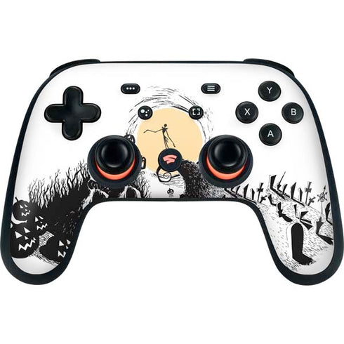 Disney The Nightmare Before Christmas Jack on Spiral Hill Art Google Stadia Controller Skin